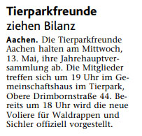 Aachener Zeitung vom 12.5.2009